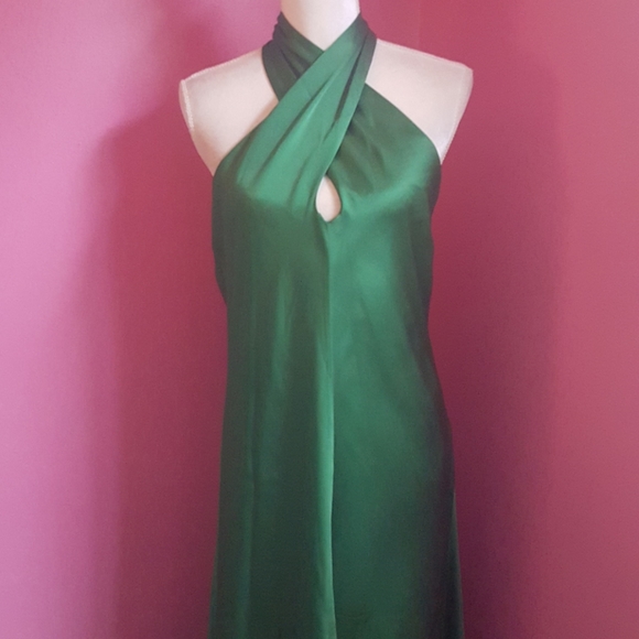 Banana Republic Dresses & Skirts - Banana Republic Green Silk Halter Cocktail Dress